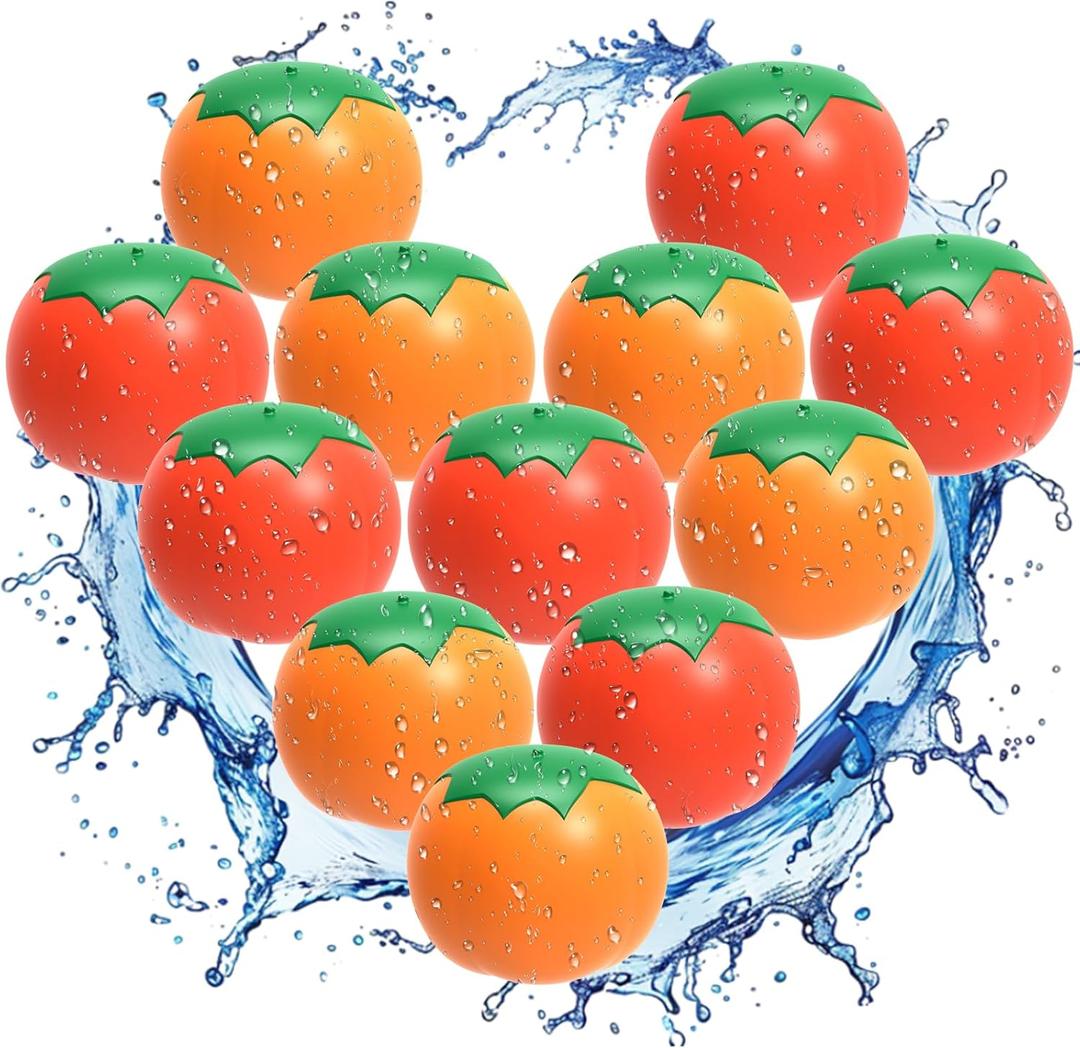 Reusable Water Balloons Refillable for Kids: Soft Tomatoes Material Self Sealing for Outdoor Activities - Summer Pool Beach Water Bomb for Boys Girls 3-12 Years (12Pack)