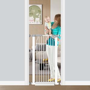 Fairy Baby 40.5" Extra Tall Pet Gate 22.5"-25.5" Narrow Opening No Drill | Auto Close Pressure Mounted Baby Gate, Metal Safety Child Gate for Stairs Doorways Walk Thru, Puppy Dog Gates Indoor, White