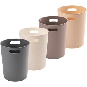 4 Pack Small Trash Can for Bathroom - 3 Gallon/12-Liter Wastebasket, Round Plastic Garbage Container Bin for Bedroom Office
