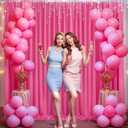 Hot Pink Backdrop Curtain 2 Panels-Wrinkle-Free Polyester Photography Drapes for Wedding Party Photo Background Decorations- 8 X10FT (Hot Pink)