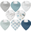 CIVARUA KIDS Muslin Baby Bibs 8 Pack, Baby Bandana Drool Bib for Drooling and Teething, Cotton Soft Absorbent for Girls Boys BC
