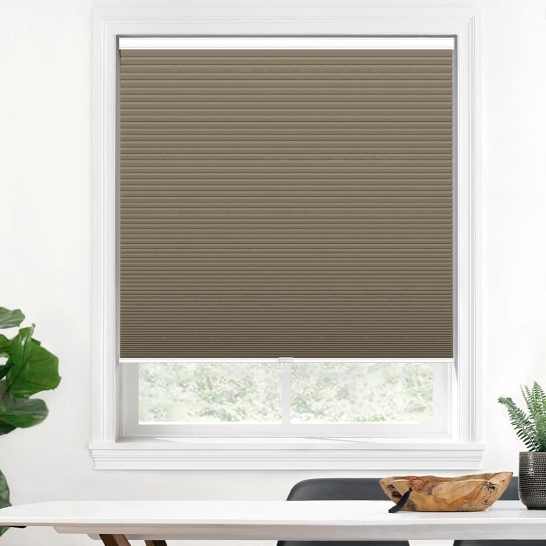 LazBlinds Cordless Cellular Shades, Blackout Honeycomb Shades with 1.5 inch Cells, Room Darkening Thermal Insulation Noise Reduction Blinds for Windows, 33" W x 72" H, Dark Coffee