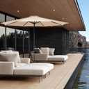 JEAREY 11' Patio Umbrellas Outdoor Table Market Umbrella w/Crank, 8 Sturdy Ribs, UV Protection Windproof for Garden, Deck, Backyard, Pool(Beige)