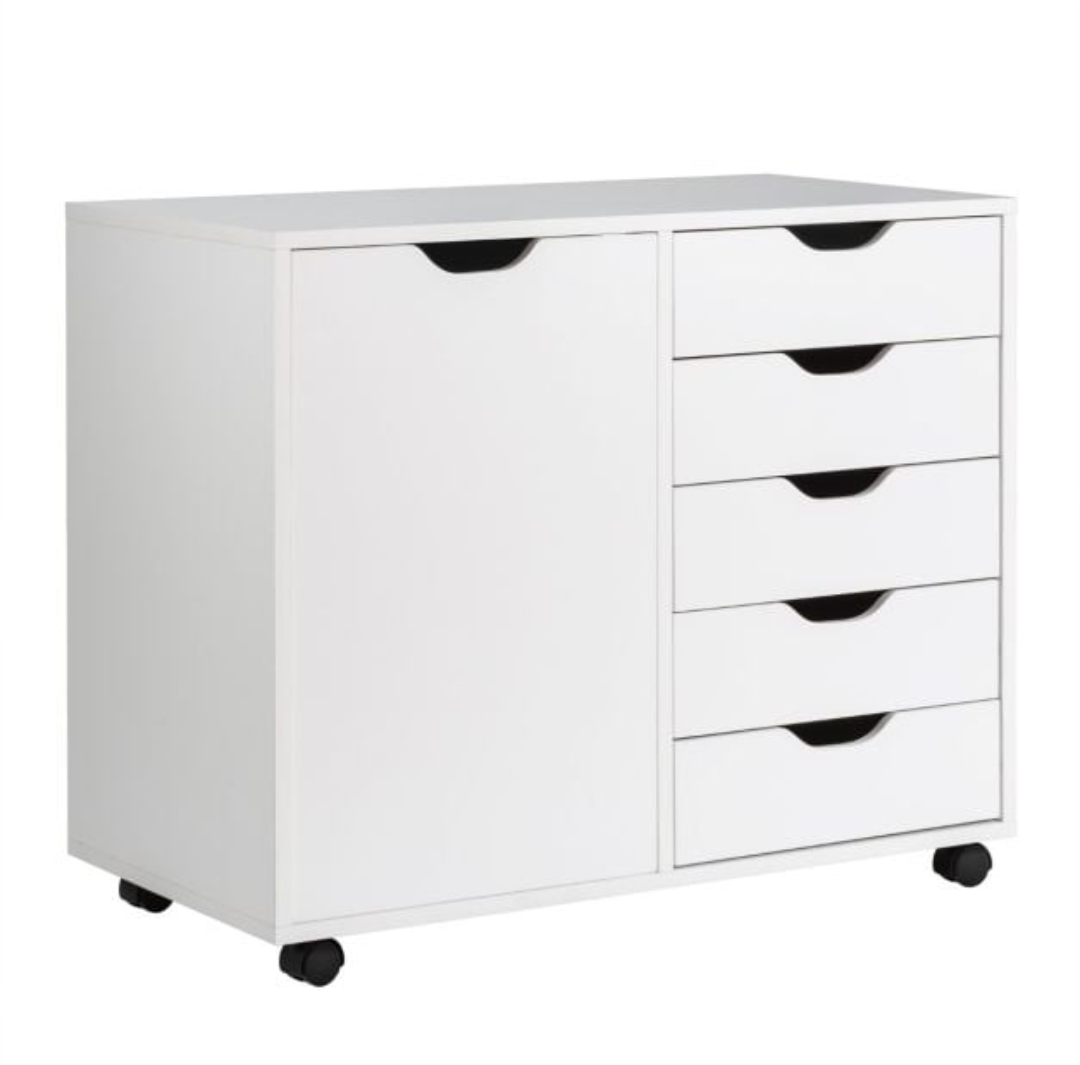 5-Drawer Mobile Side Cabinet with Wheels