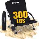 KingCamp Low Beach Chairs, Portable Folding Chair for Adults Extra Wide Ergonomic High Back Seat 300lbs Heavy Duty Lightweight Oversized Gear with Carry Bag for Outdoor Lawn Camping Picnic