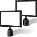 Kigley 2 Pack Stanchion Sign Holder Portrait Top Stand Poster Landscape Display 8.5" x 11" Paper Size Double Sided Sign Frame with Cover for Crowd Control Sentry Stanchions Queue Barrier, Black
