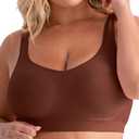 SHAPERMINT Wireless Bras for Women No Underwire Small to Plus Size Bralettes with Support and Natural Lift (Brown, XXXL)