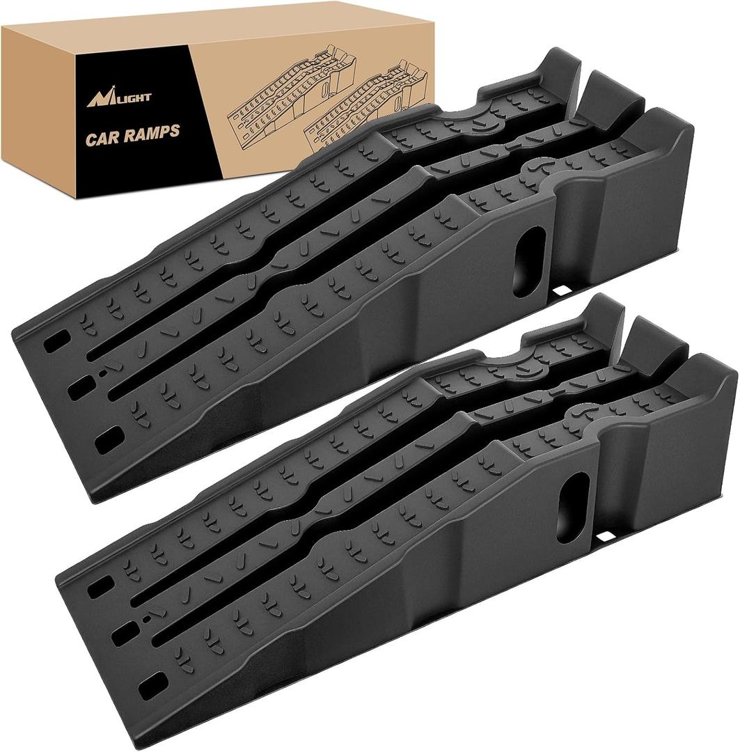 Nilight Car Ramps, Portable 6.7" Car Lift Ramp Heavy Duty Vehicle Service Ramp for Home Garage Maintenance, 13,000lb. GVW Capacity Per Pair
