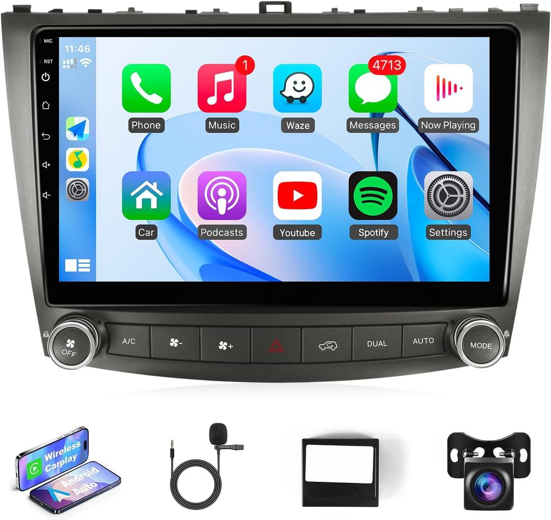 Naifay Android Car Radio for Lexus IS250 IS300 IS350 2006-2012 Stereo, 9inch IPS Touch Screen for Lexus Car Stereo with Carplay Android Auto/FM/Bluetooth/GPS/WiFi/AHD Camera/MIC + Canbus, 2G+32G