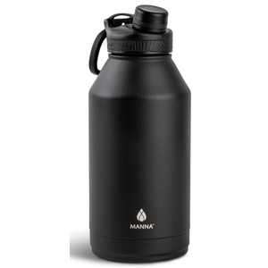 Manna Saratoga Double-wall Insulated Stainless Steel Bottle - 64 Oz - Powder Coated Black
