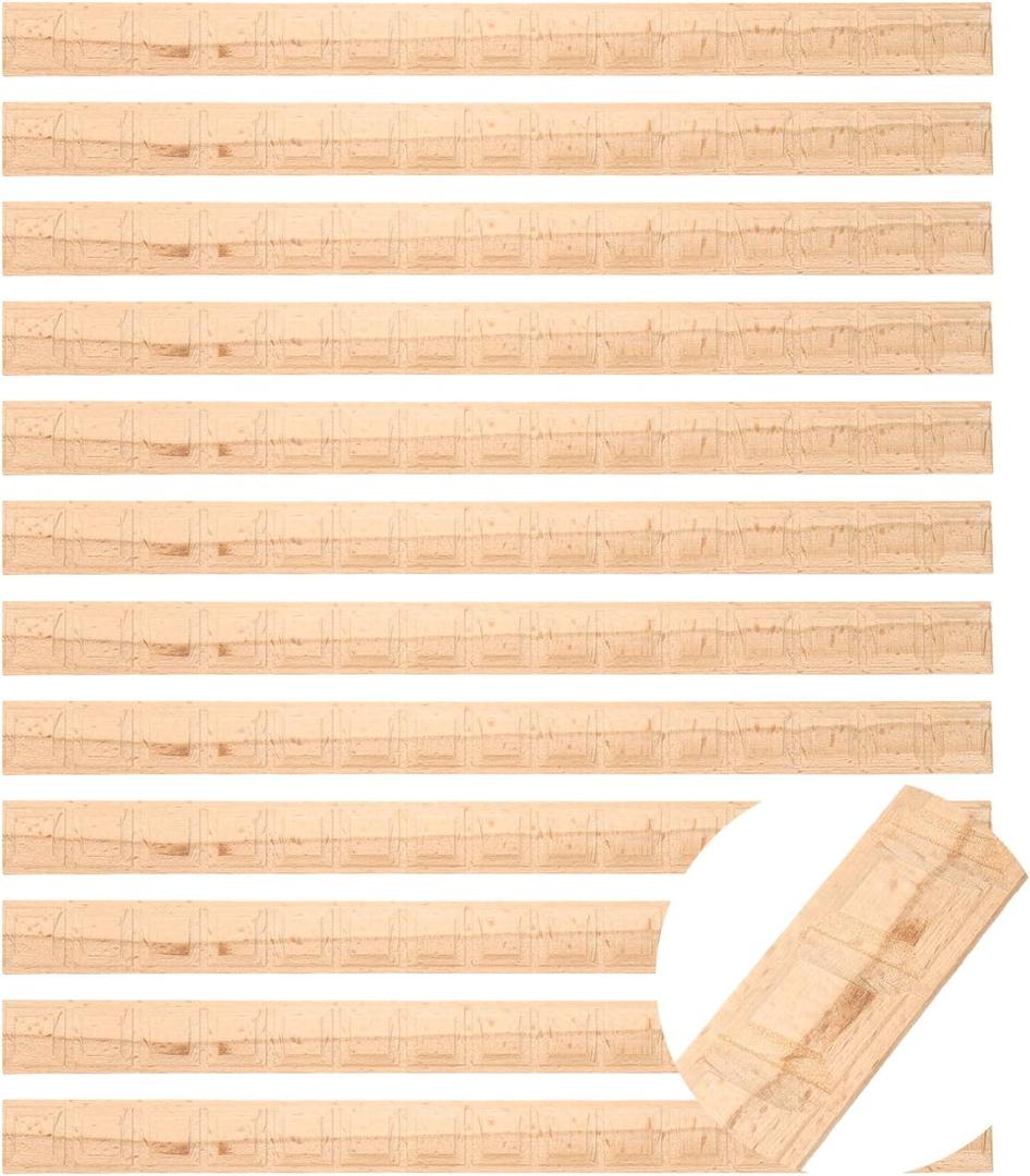uxcell 12Pcs 15.75" Decorative Wood Trim, Unfinished 3D Wooden Furniture Molding Trim for DIY Craft, Home Wall Cabinet Shelf Window Door (Grid, 30mm)