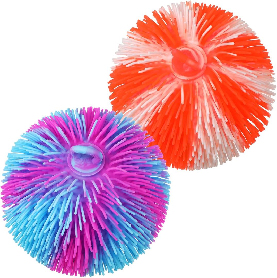 2 Pcs Puffer Ball 8 Inch Spiky Sensory Balls Bulk Bouncy Sensory Stress Relief Toy for Fun Fidget Anxiety Game Classroom Prizes Party Favors (Mix Color)