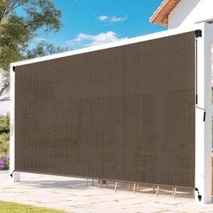 Outdoor Roller Shades for Patio, Mocha 10' W x 8' H Cordless Patio Shades Roll Up Outdoor Blinds with Splicing Design, 90% UV Protection for Porch Gazebo Pergola