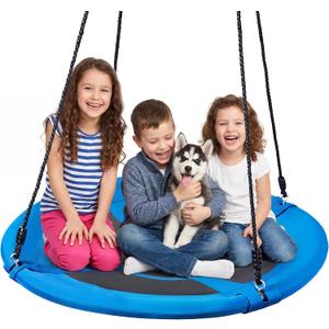 TURFEE 40 inch Saucer Tree Swing 900Lb Weight Capacity, Waterproof Swing Seat for Kids Outdoor with Hanging Straps Playground Outdoor Backyard(Blue)
