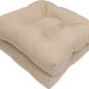 RACE LEAF Outdoor Seat Cushions Set of 2, 17" x 17" Square Patio Cushions, Plump Filling Tufted Water-Resistant Olefin Chair Seat Cushion with Ties for Non-Slip Support, Khaki