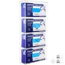 SEANADO Glove Box Holder Dispenser 4 Compartments Acrylic Single Side Loaded Clear Rack Storage Organizer for Medical, Latex