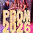 4 ft Graduation 2026 Marquee Decorations Light up Grad Prom Letter Numbers Sign Graduation Party Decorations Balloon Frame with Bracket for Class of 2026 Middle High School College(Prom 2026)