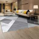 HOMFINE Washable Modern Area Rug - Geometric Style 8x10 Rugs for Living Room, Bedroom, Machine Washable Rug Soft Non Slip Non Shedding Area Rug - Grey, 8'x10'