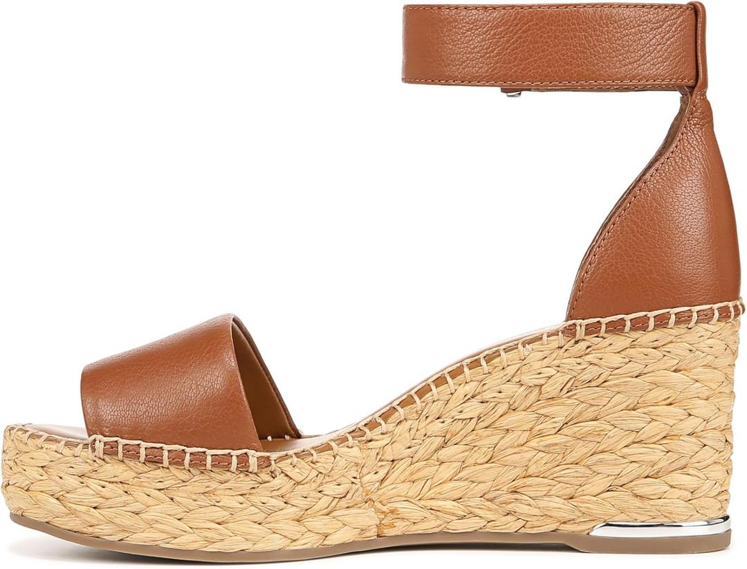 Franco Sarto Women's Clemens Espadrille Wedge Sandal (8 Wide, Cognac Brown Raffia)
