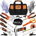 INCLY 24 PCS Real Tool Set with Tool Bag, Small Real Hand Tools Kit, Construction Learning Tools Hammer Screwdriver for Home DIY Building and Woodworking (Orange)