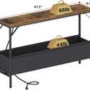 Asgolion Narrow Console Table, 47.2" Long Entryway Table with Storage & Power Outlets, Hallway Table, Mordern Industrial Sofa Tables for Living Room, Bedroom, Foyer, Office, Anti-tip Kit, Rustic Brown