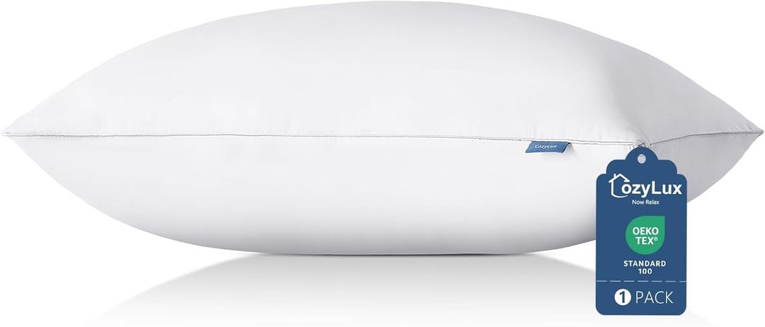 CozyLux Soft Supportive Bed Pillows for Side and Back Sleepers, Oeko-Tex Certified Down Alternative Filling, Hotel Quality Fluffy Sleeping Pillow, White, King - 19" x 34", 1 Pack