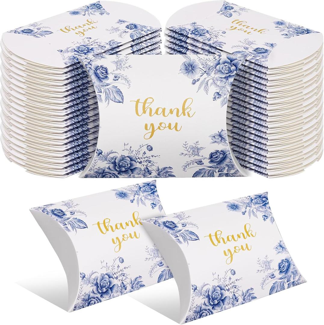 Haomian 100 PCS 4.5Inch x 3.5Inch Kraft Paper Pillow Gift Boxes Candy Treat Gift Box Wedding Party Goodie Boxes Sweet Bags Thank You Box for Wedding Bridal Shower Baby Shower Birthday Party Supplies