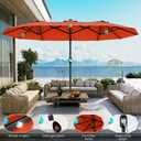 AreShark 13 FT Patio Umbrella with Solar Lights, Double-Sided Outdoor Table Umbrellas with Crank, Large Rectangular Market Umbrella for Porch, Lawn, Pool, Backyard, Orange
