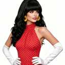 Rugelyss Long Wavy Black Wig with Bang Big Bouffant Beehive Wigs for Women fits 80s Costume or Halloween Party