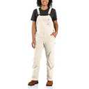 Carhartt Women's Rugged Flex® Loose Fit Canvas Bib Overall, Natural, Medium 8-10