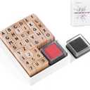 39 PCS Small Letter Stamps and Ink Pad for Crafting, Clay Alphabet Wooden Rubber Stamp Kit for Kids, DIY Craft Scrapbook Supplies for Card Making