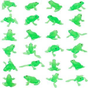 Jenaai 24 Pack Mini Rubber Frog Toy Tiny Realistic Passover Frogs Toy Rainforest Animals Figures for Passover Party Favors Early Education Teaching Aids Home Decors Food Models Photo Prop(Green)