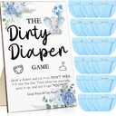 Roowest 51 Pcs Dirty Diaper Baby Shower Games Funny Wooden Sign with 50 Pcs Mini Diapers Cute Felt for Gender Reveal Party Baby Shower(Blue Elephant)