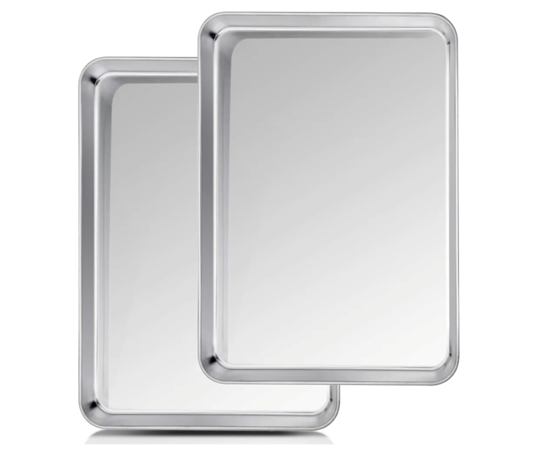 TeamFar Baking Sheet, 20’’×14’’×1’’, Cookie Sheet Half Sheet Baking Pans Stainless Steel, Non Toxic & Healthy, Heavy Duty & Thick Gauge, Mirror Finish & Dishwasher Safe - 2 Piece