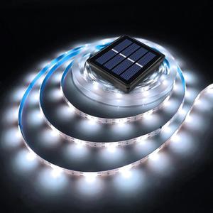 Solar LED Strip Lights Outdoor Waterproof Solar Powered Rope Light 19.6FT 180 LED 6000K White Cuttable Tape Lighting for Outside, Pool, Stair, Sign (Upgraded Version)