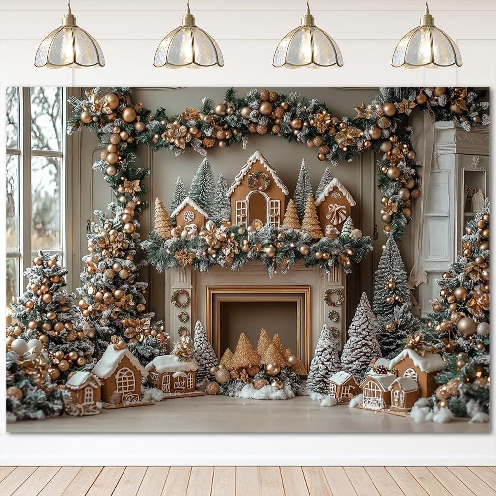 Mocsicka Christmas Backdrop Christmas Tree Gifts Photo Backdrop Xmas Holiday Party Decoration Photo Booth Props (10x7ft)