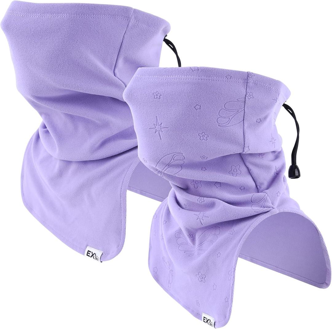 Neck Gaiters for Men Women, Winter Neck Warmer Windproof Face Mask Scarf for Cold Weather Outdoor Sports (Purple+printed Purple)