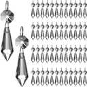 HDCRYSTALGIFTS Clear Chandelier Icicle Crystal Prisms Octogan Glass Bead for Lamp Decoration,Pack of 50 (38mm&Silver Circle Clips)