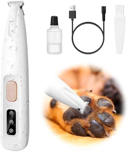 Palksky Dog Paw Trimmer, Upgraded 18mm-Blade Electric Dog Clippers for Groomming with Led Display, Waterproof Pet Micro Precision Trimmer, Rechargeable Hair Shaver for Paws, Ears, Face, Rump and Eyes