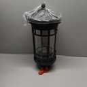 ALLGOT Outdoor Pole Lantern Light, Lamp Post Lighting Fixture, Anti-Rust Fence Post Deck Lighting, Patio Pillar Lamp for Garden, Patio, Pathway (Black, 16.9 Inch Height) (Black-Seeded Glass)