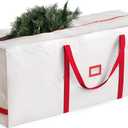 Zober Large Christmas Tree Storage Bag - Fits 9 Ft Artificial Trees - Plastic, Waterproof Christmas Tree Bag For Storage Box For Xmas - Strong, Durable Handles - Label Card Slot - White