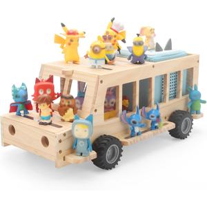 Upgrade Shelf for Toniebox 2 and Toniebox 1 Tonie Figures Characters Storage,Magnetic for Creative Tonie Box, Wooden Magnetic Shelf for Kids (Natural)