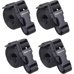 Buckle Straps with Clips, Adjustable Nylon Straps with Buckle, Black 4 Pack (4x0.75)