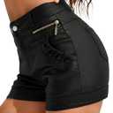 SOFIA'S CHOICE Women Faux Leather Shorts Sexy High Waisted Summer Pleather Shorts Black Medium (Black, S)