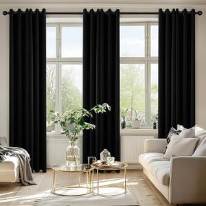 Blackout Curtains for Bedroom Living Room 2 Panels, Thermal Insulated Room Darkening Drapes Grommet Noise Reducing Light Blocking Window Treatments 84 Inches Long 40x84 Inch Black