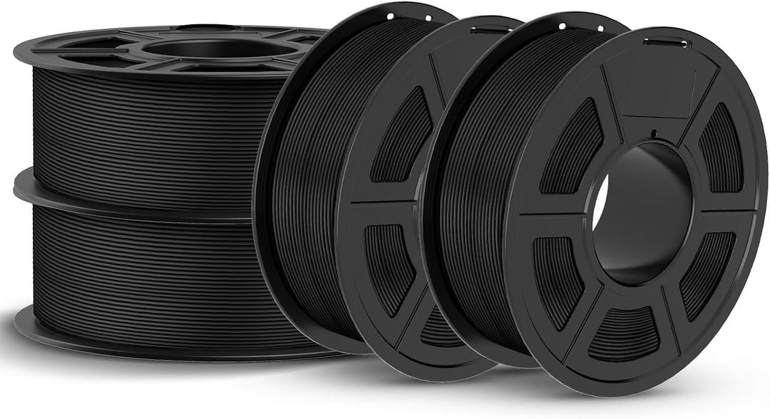 JAYO PLA 3D Printer Filament Bundle 4.4KG, PLA Filament 1.75mm Bulk, Dimensional Accuracy +/- 0.02mm, 4 Pack 1.1kg Spool Black