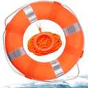 Child Pool Life Ring Buoy Life Preserver Ring with Lifesaving Rope Reflective Tape Yard Wall Decoration 10.6"/19.68"