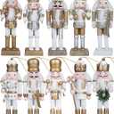 10Pcs Nutcracker Christmas Decor Nutcracker Ornaments for Christmas Tree Wooden Nutcracker Hanging Decorations Gold and Silver Nutcracker Soldiers Glittered Nutcracker Figures 5.2 Xmas Ornament Set