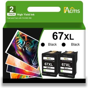 67XL Black High-Yield Ink Cartridge Replacement for HP 67XL 67 XL Work for 2700 2700e 2752 2752e 2742e 2755e 4100 4100e 4152e 4155e 6000 6055e 6400 6458 Printer2 Black