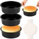 6 Inch Round Cake Pan Set of 3 - Nonstick Carbon Steel Cake Baking Pans with 100 PCS Parchment Paper, Dishwasher Safe, Durable for Layer Cakes, Birthday & Christmas Baking